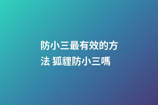 防小三最有效的方法 狐貍防小三嗎